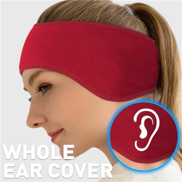 Fleece Ear Warmers for Men Women Kids Red - Picture 3 of 7